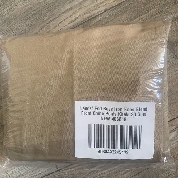 NWT LANDS' END BOY'S IRON KNEE BLEND FRONT CHINO PANTS KHAKI - Picture 13 of 16